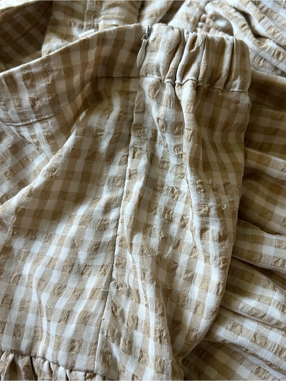 Mable Strapless Dress in Beige Gingham - Picture 5 of 5
